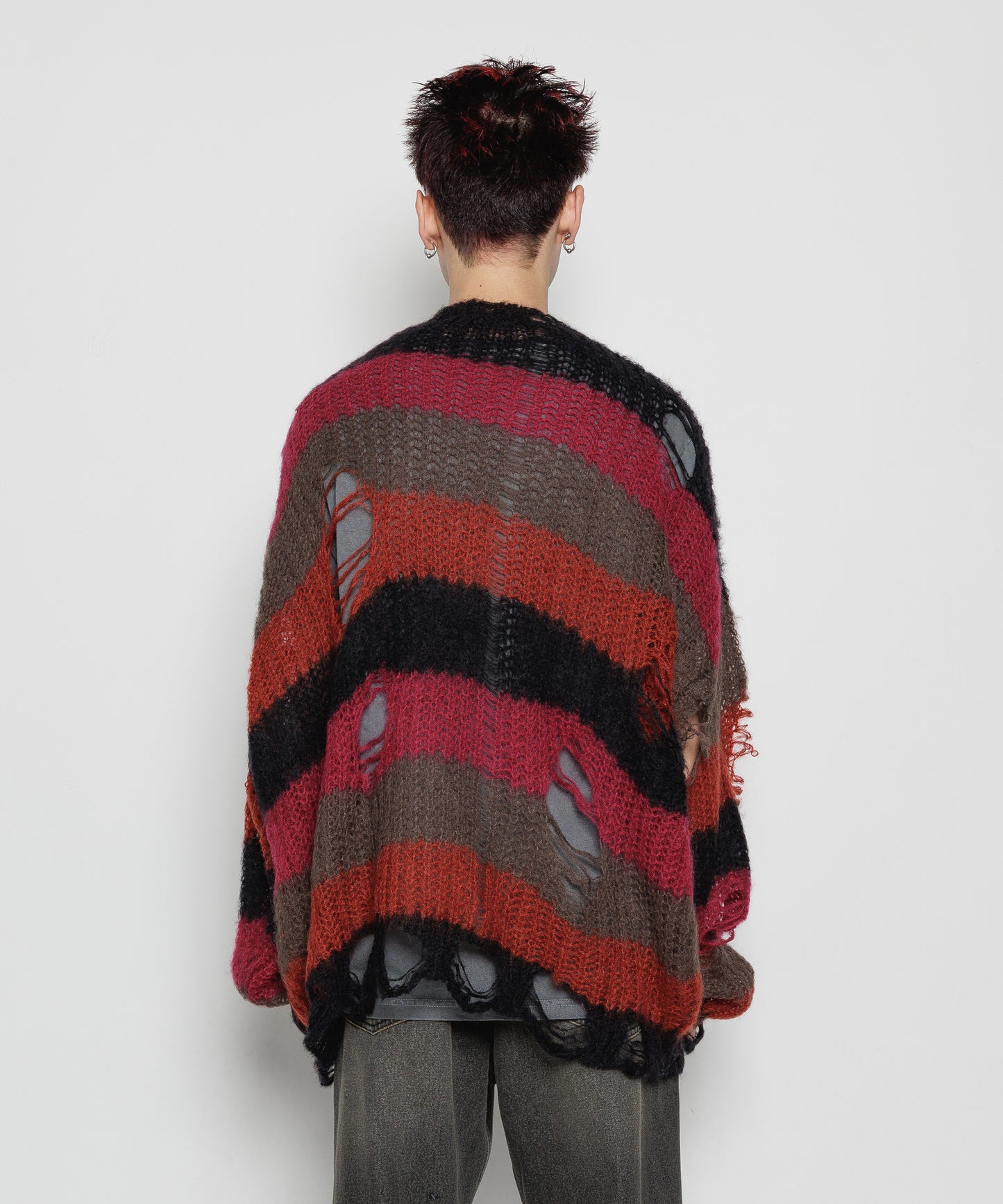 BORDER MOHAIR BORO SWEATER