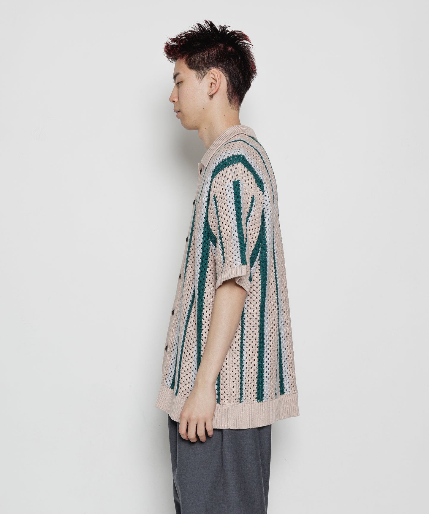 STRIPE KNIT S/S SUMMER CARDIGAN