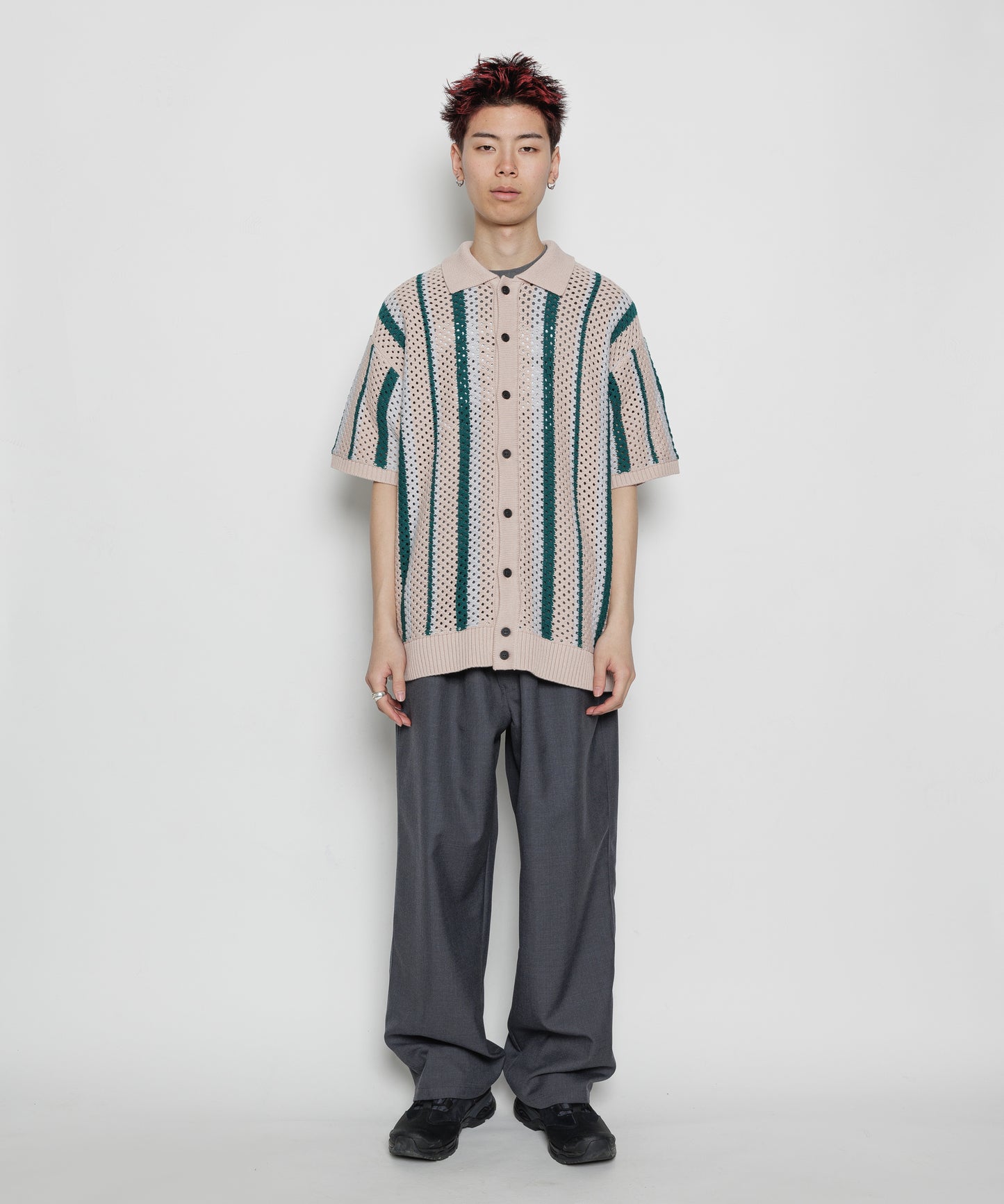 STRIPE KNIT S/S SUMMER CARDIGAN