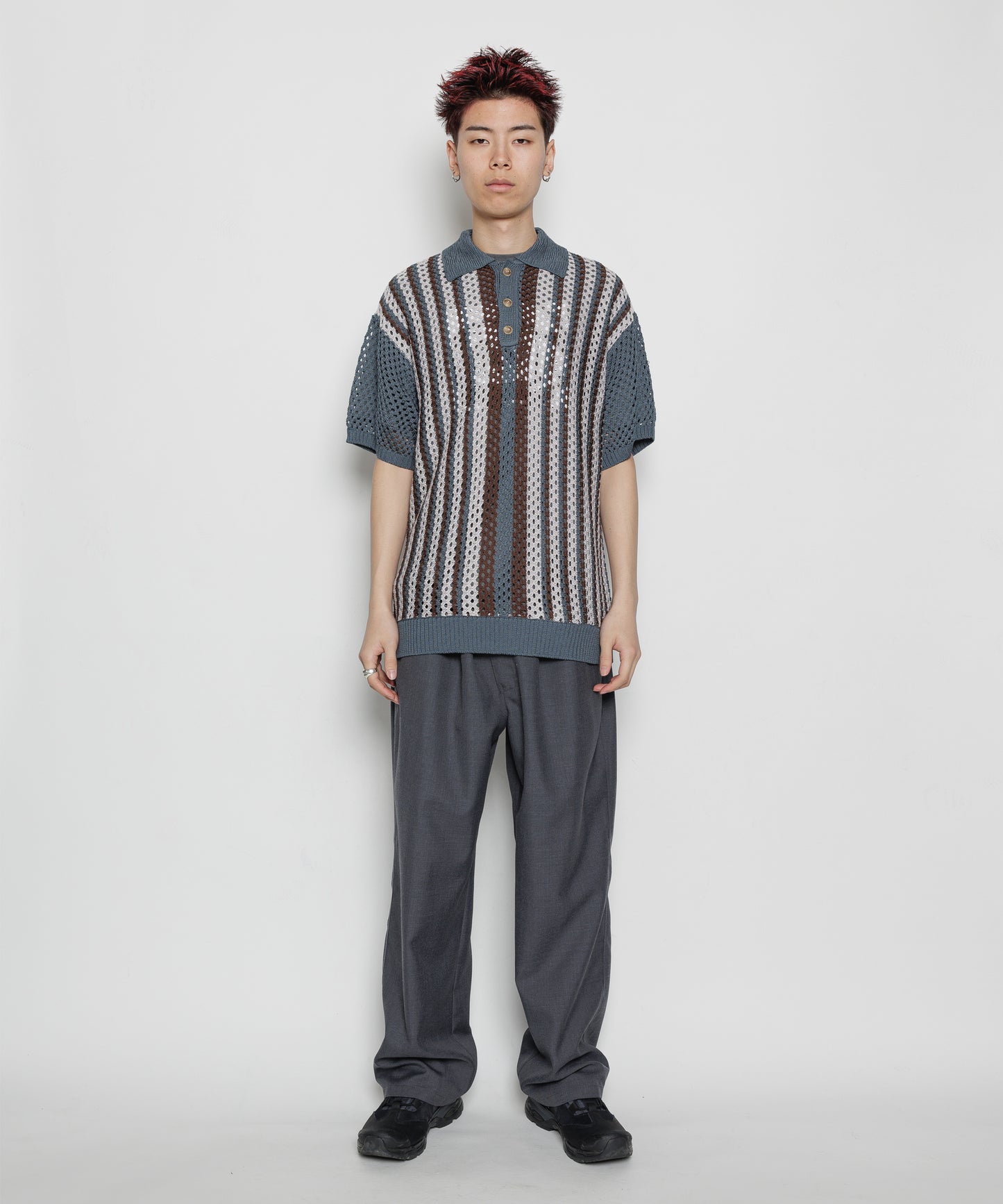 STRIPE SUMMER KNIT POLO SHIRTS