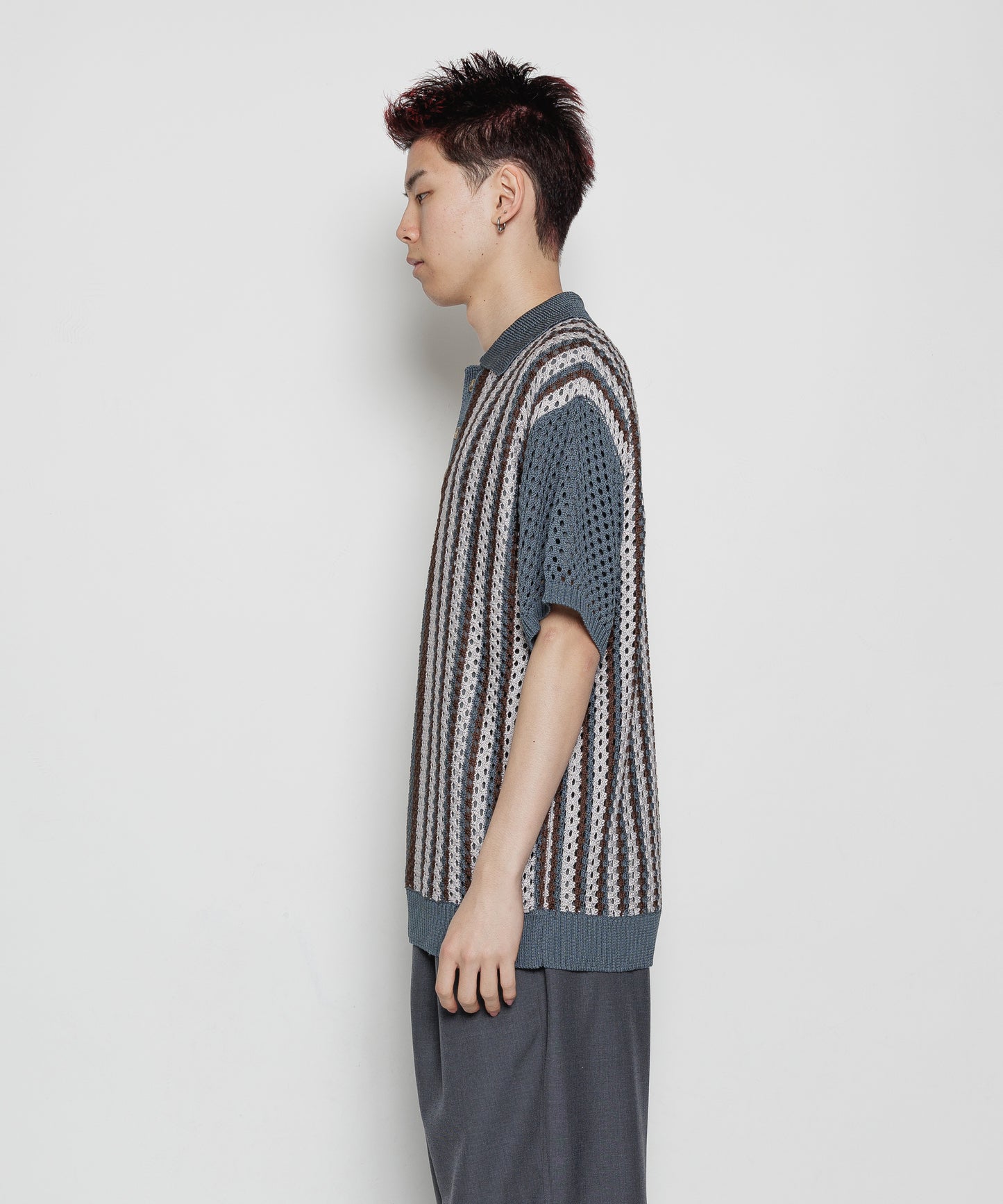 STRIPE SUMMER KNIT POLO SHIRTS
