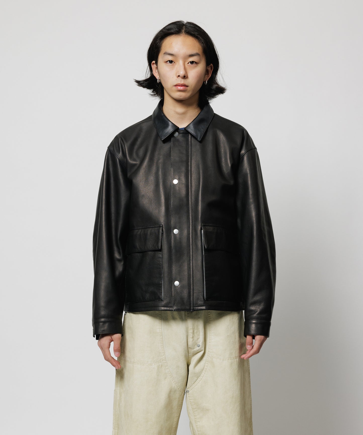 LEATHER SHORT C-A JACKET(xblackmeans)