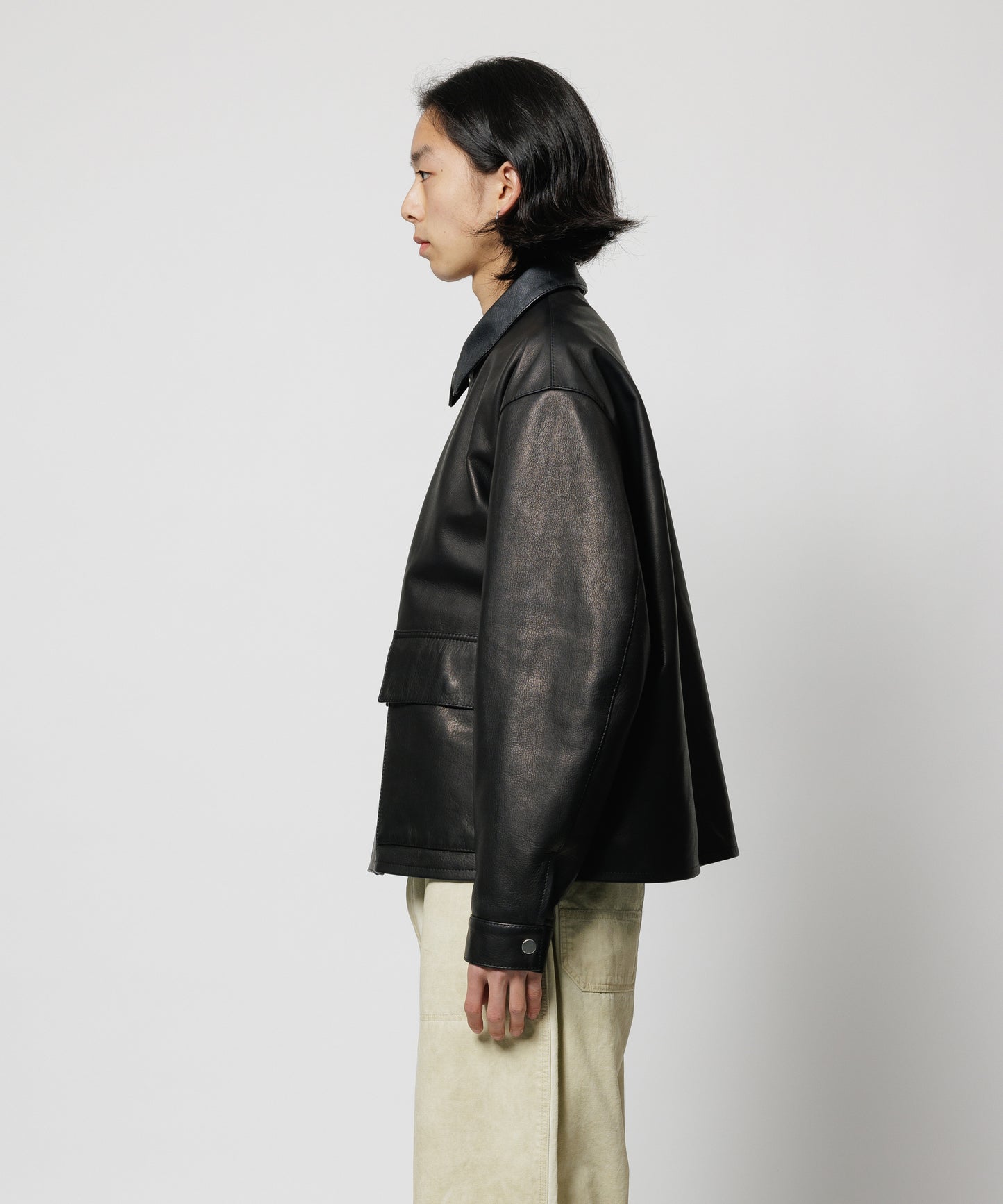 LEATHER SHORT C-A JACKET(xblackmeans)