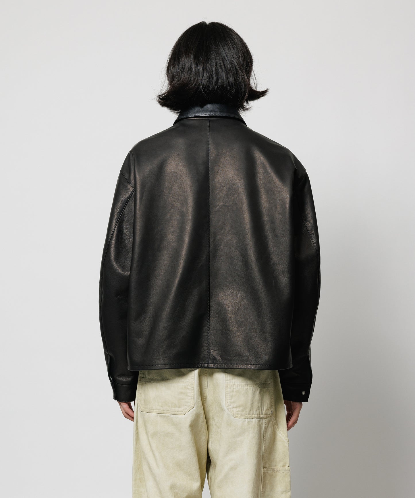 LEATHER SHORT C-A JACKET(xblackmeans)