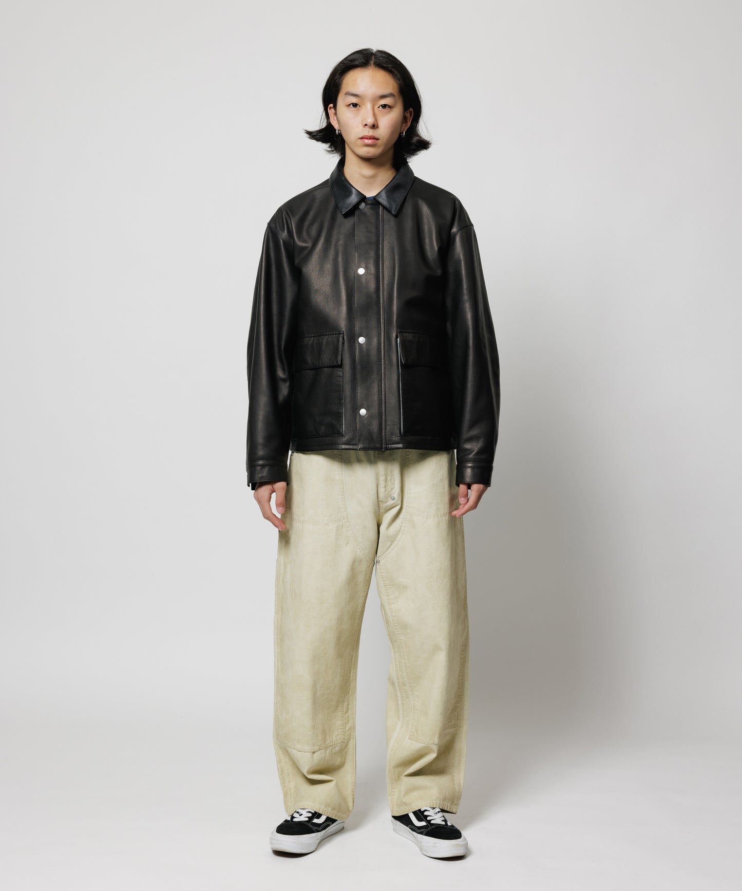 LEATHER SHORT C-A JACKET(xblackmeans)