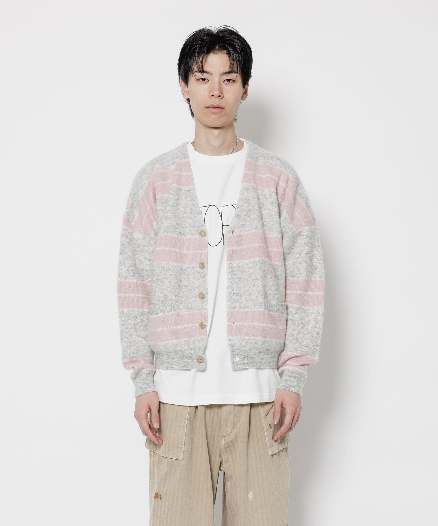 STRIPE MOHAIR CARDIGAN