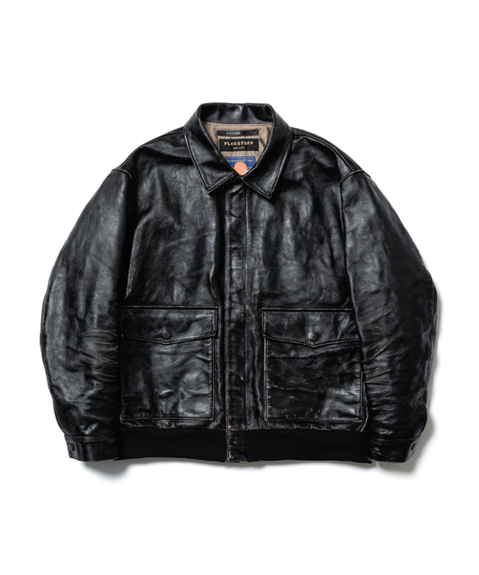 TYPE A-2 DISTRESSED LEATHER JACKET(xblackmeans)