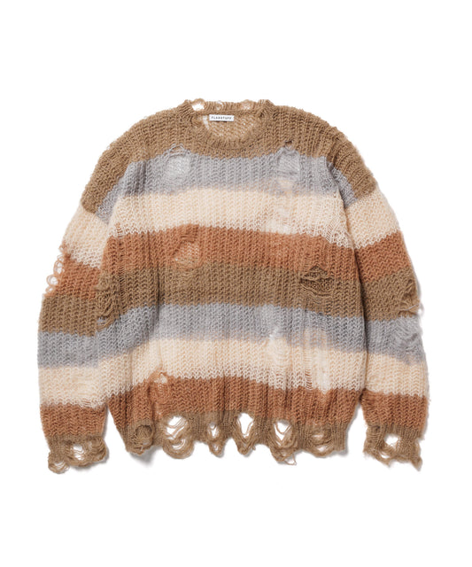 BORDER MOHAIR BORO SWEATER