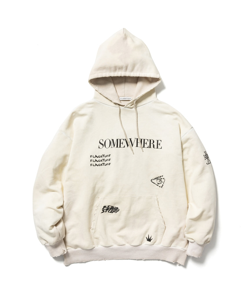 "SOMEWHERE" MULTI EMBROIDERY BORO HOODIE