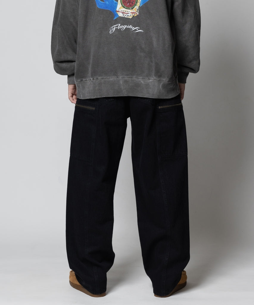 SIDE ZIP DENIM TROUSERS