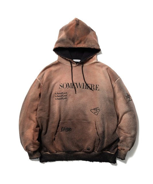 "SOMEWHERE" MULTI EMBROIDERY BORO HOODIE