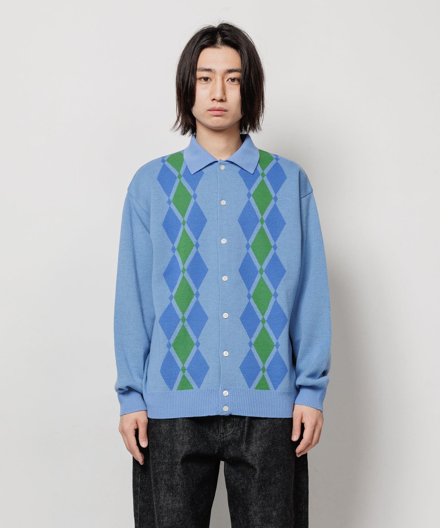 ARGYLE ITALIAN KNIT CARDIGAN