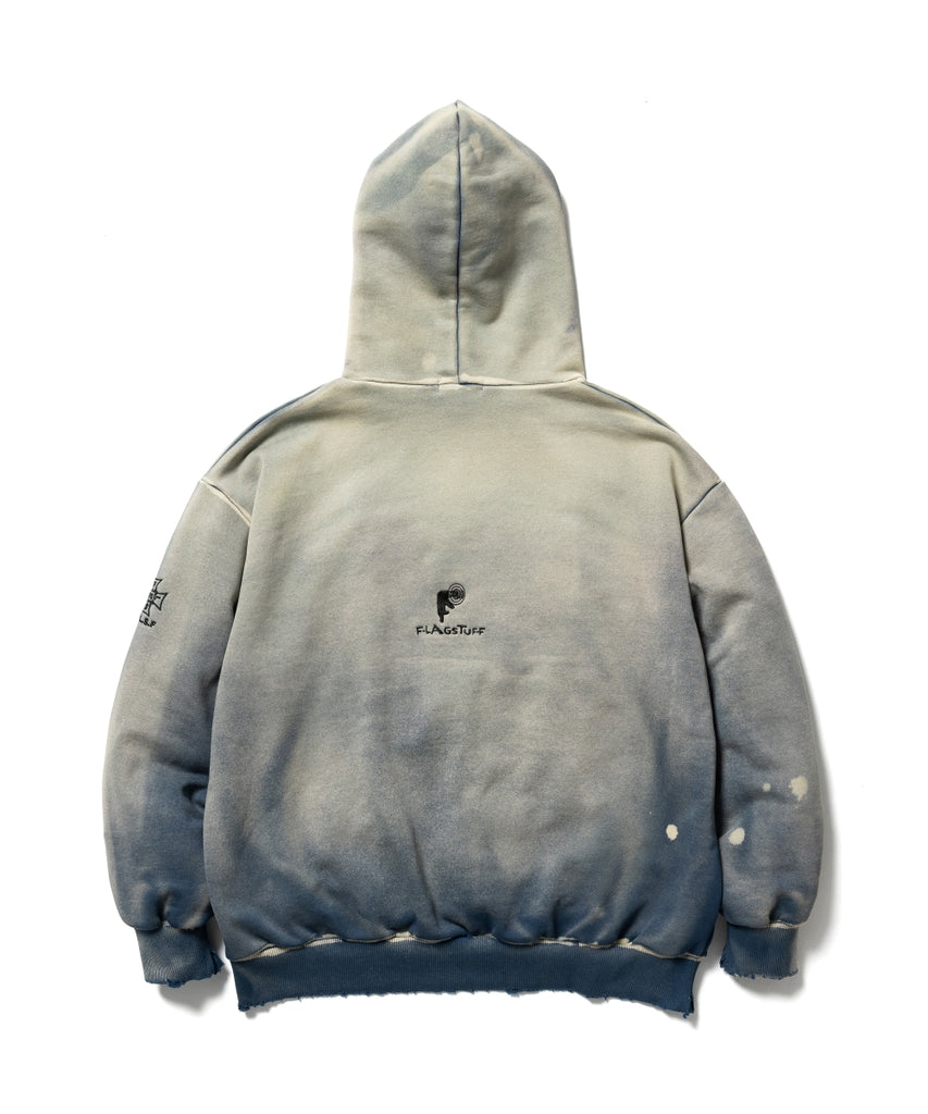 "SOMEWHERE" MULTI EMBROIDERY BORO HOODIE