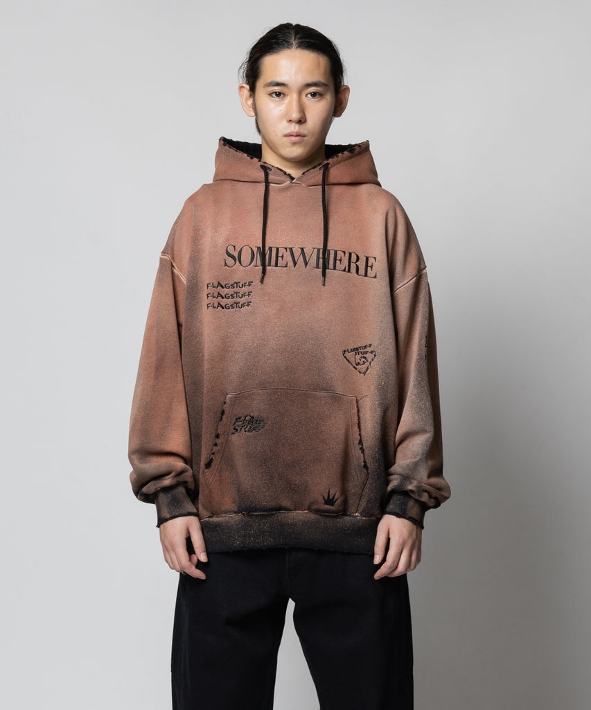 "SOMEWHERE" MULTI EMBROIDERY BORO HOODIE