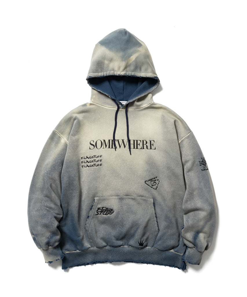 "SOMEWHERE" MULTI EMBROIDERY BORO HOODIE