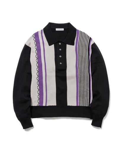 L/S STRIPE KNIT POLO SHIRTS