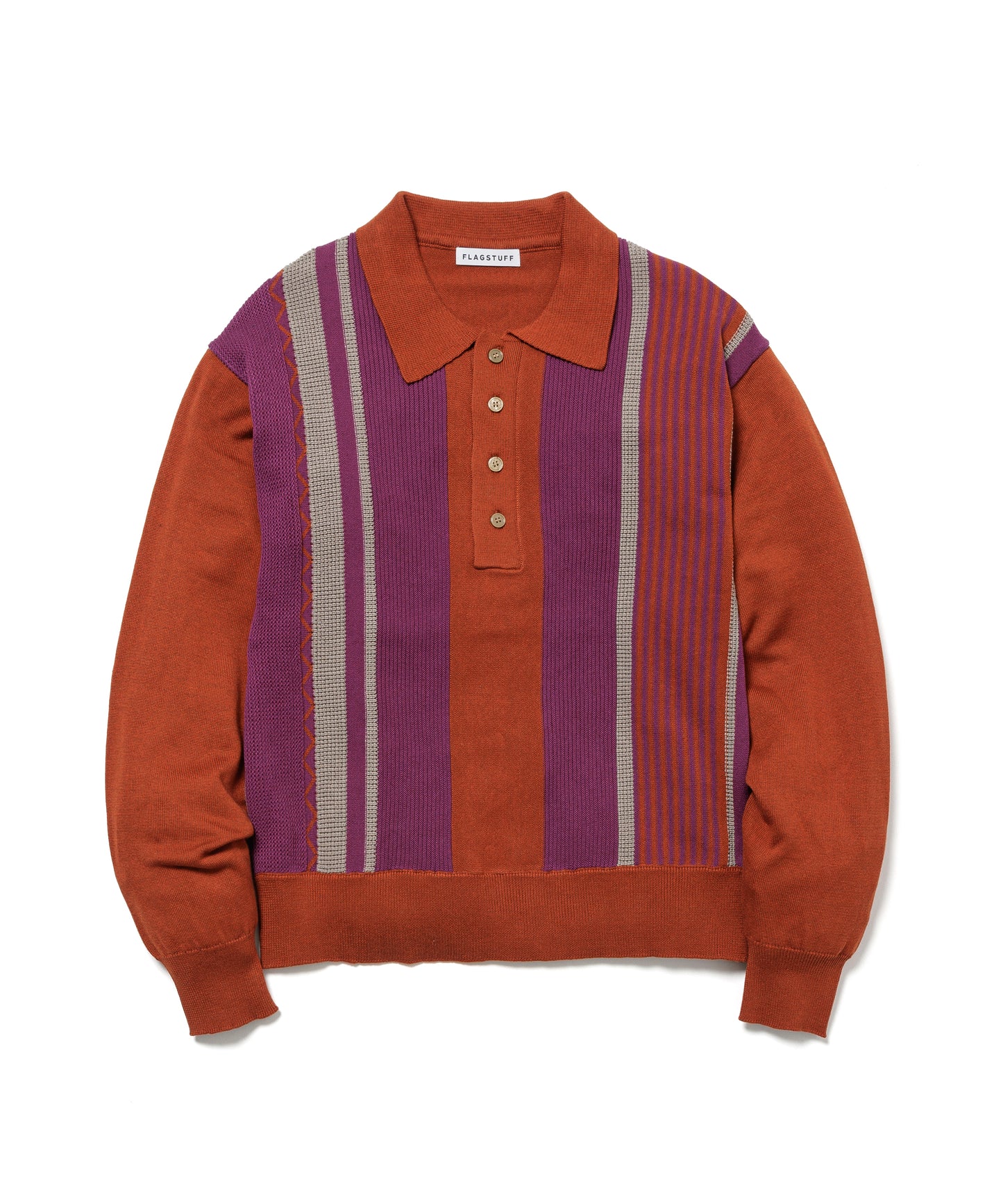 L/S STRIPE KNIT POLO SHIRTS