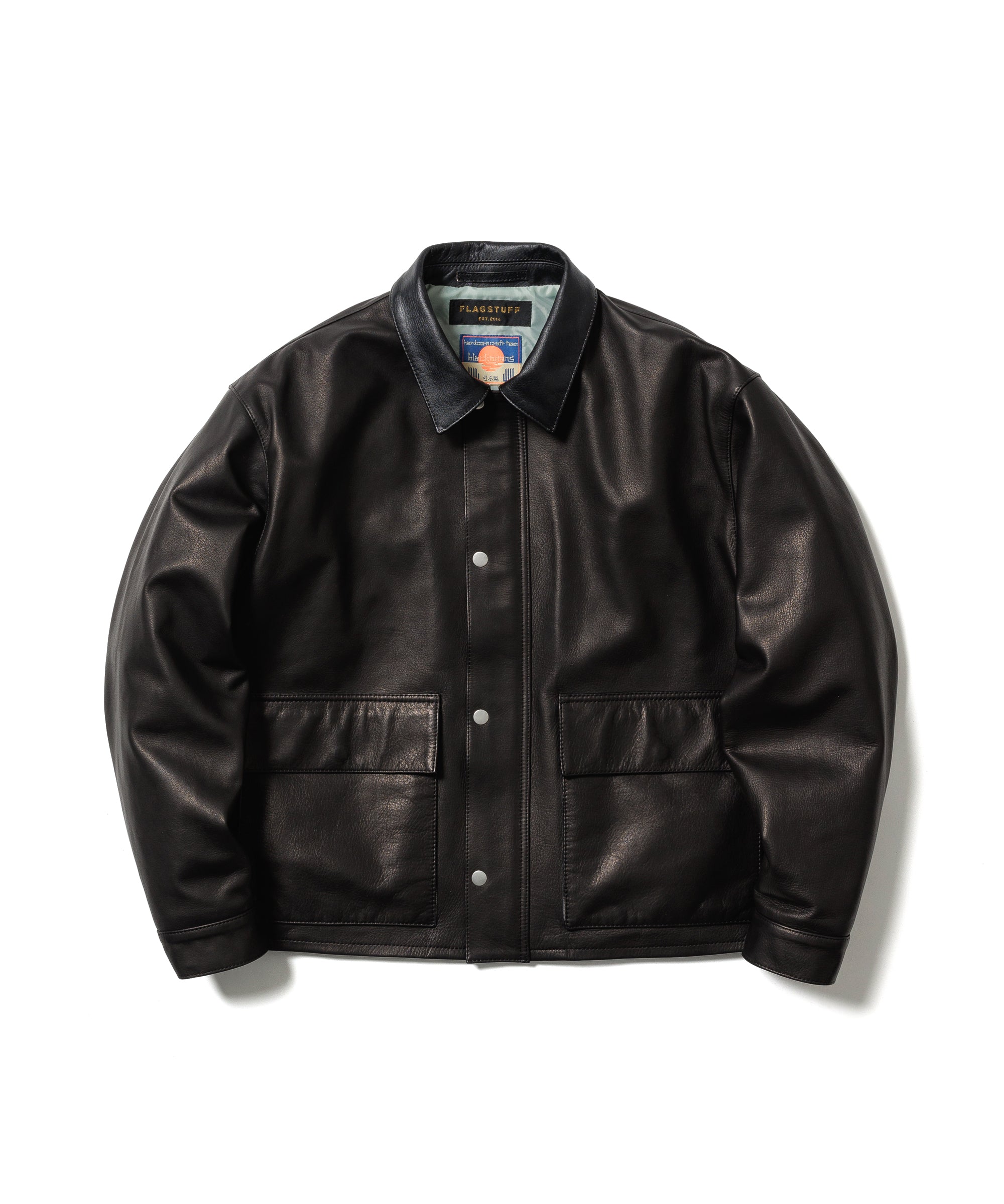 Flagstuff×Blackmeans レザージャケット F-LAGSTUF-F/フラグスタフ】x blackmeans LEATHER TRACK JACKET