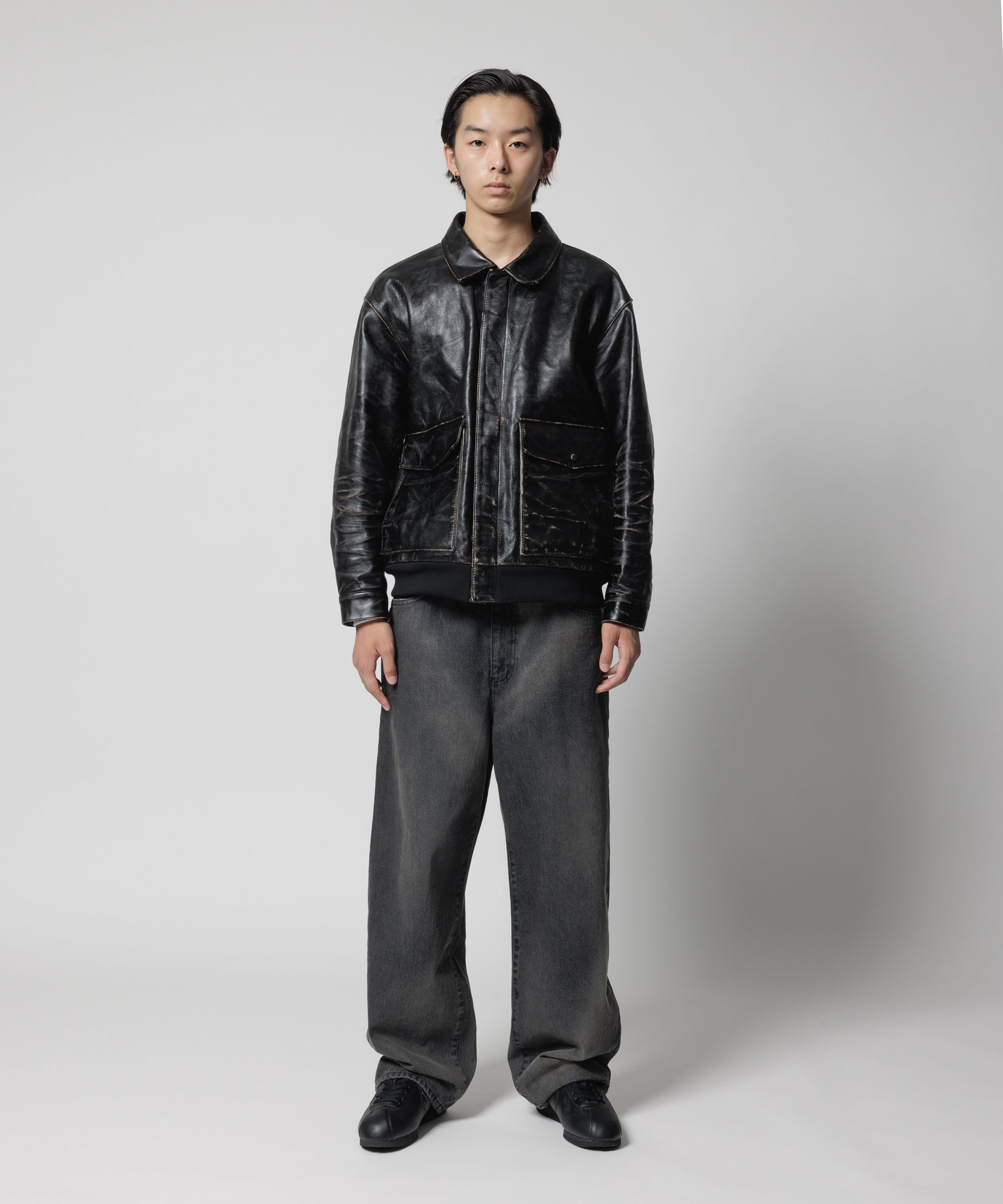 TYPE A-2 DISTRESSED LEATHER JACKET(xblackmeans) – F-LAGSTUF-F