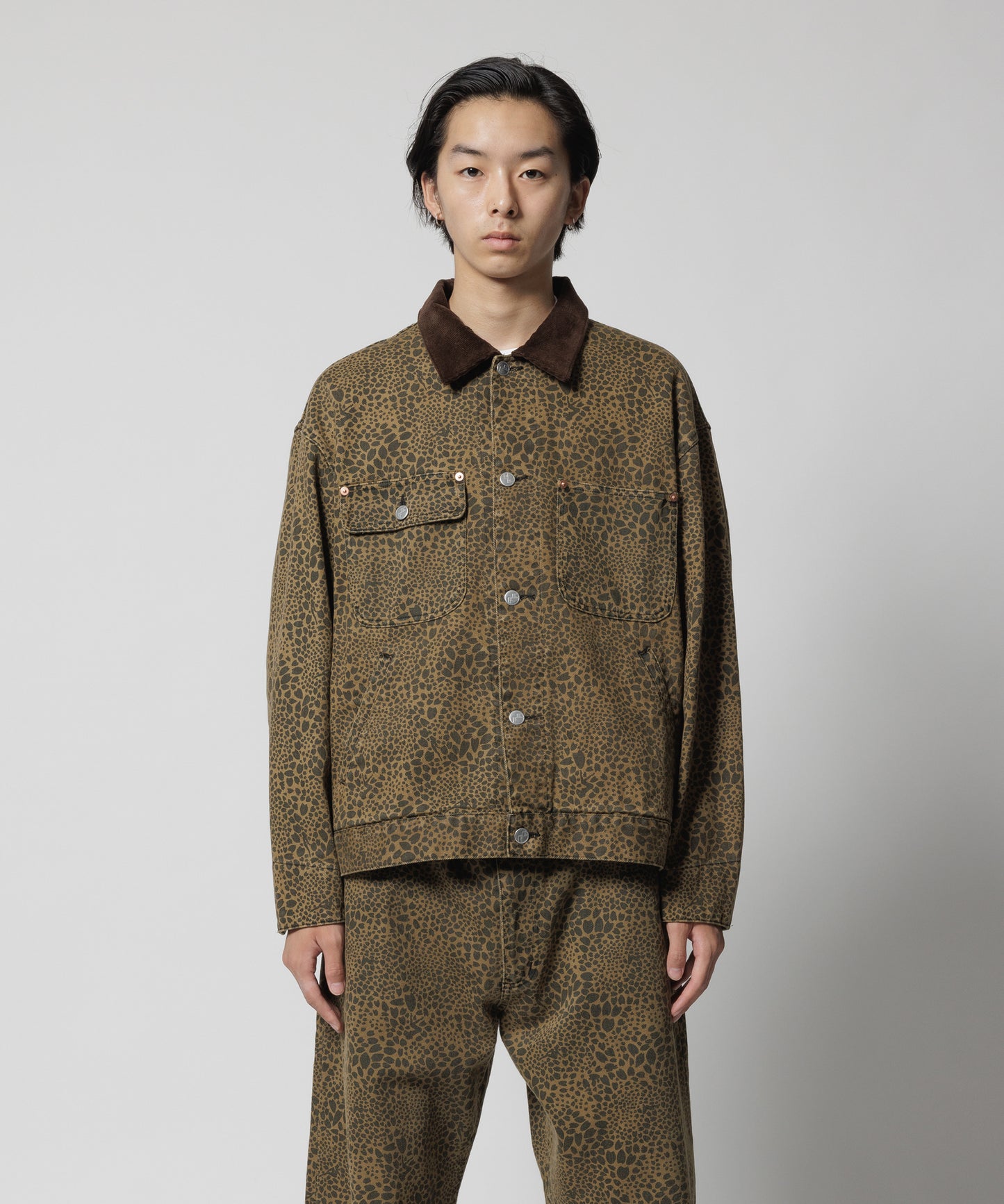 "CB REOPARD" DENIM TRUCKER JACKET