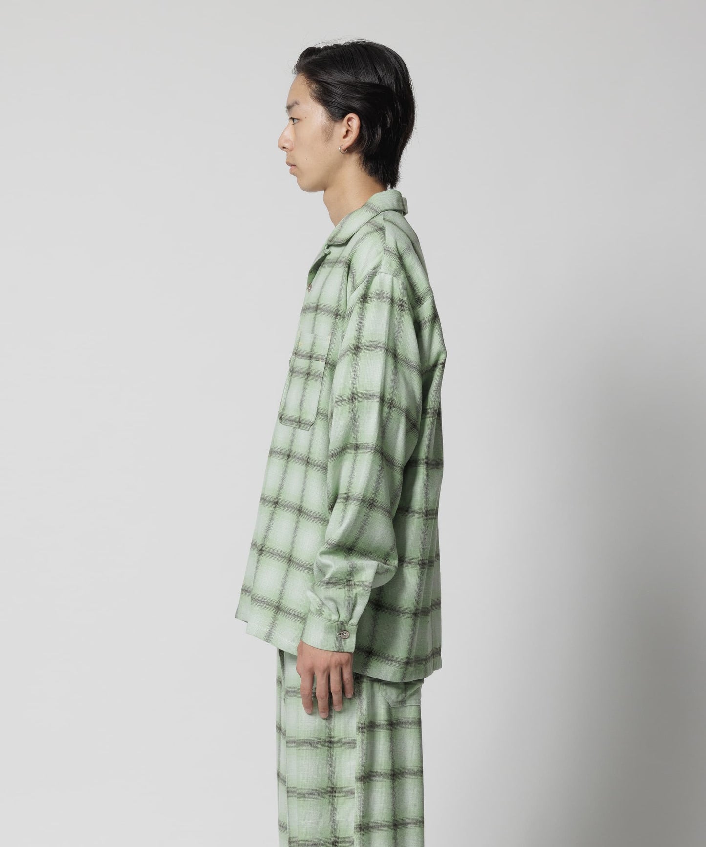 SHADOW PLAID L/S RAYON SHIRT