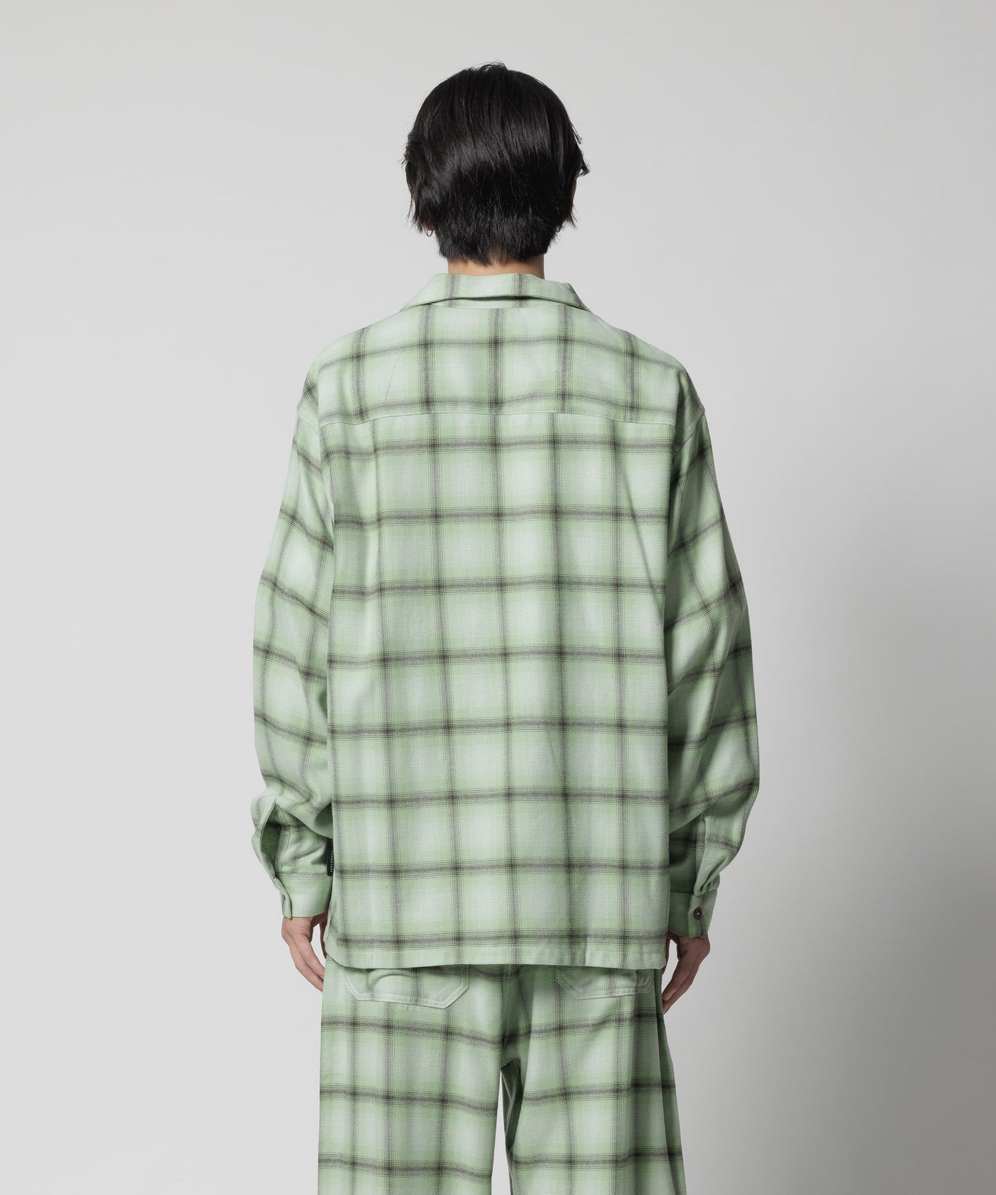 SHADOW PLAID L/S RAYON SHIRT