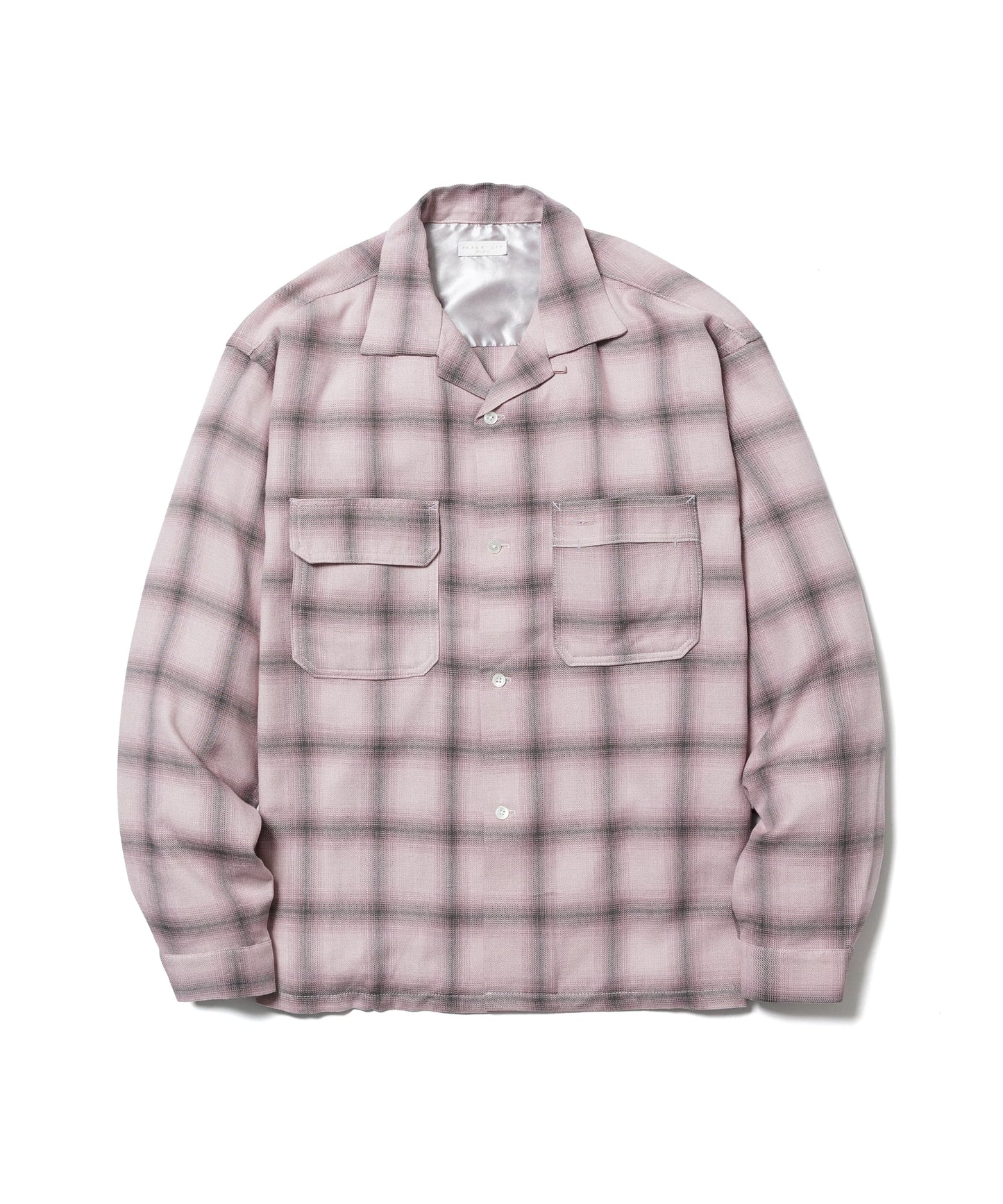 SHADOW PLAID L/S RAYON SHIRT